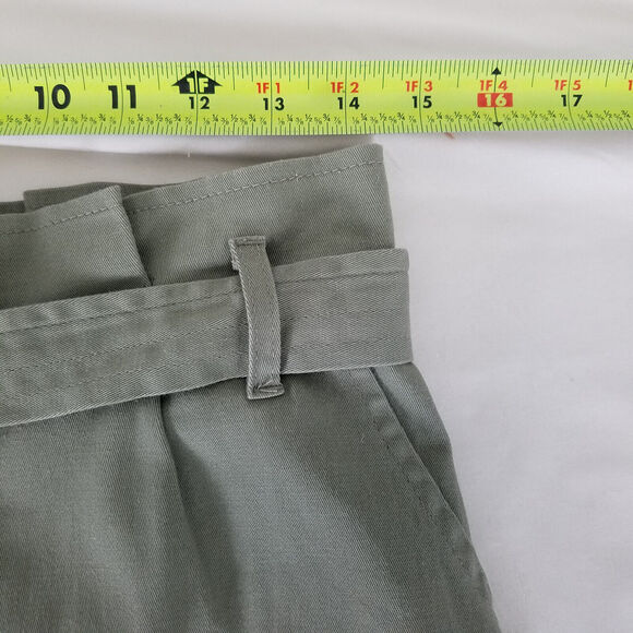 Blu Pepper Shorts Womens Large Green High Rise Mom Belted Cuffed Hem - Picture 3 of 14